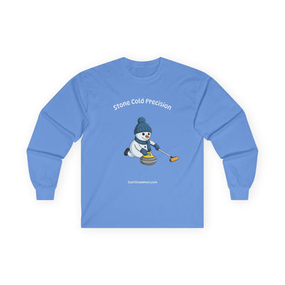"Stone Cold Precision" Snowman Curling Long Sleeve | 100% Cotton Sports Shirt