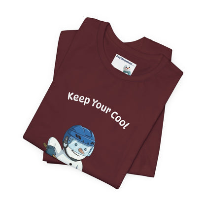 "Keep Your Cool" Snowman Hockey Graphic Tee | Soft Cotton T-Shirt