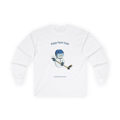 "Keep Your Cool" Snowman Hockey Long Sleeve | 100% Cotton Sports Shirt