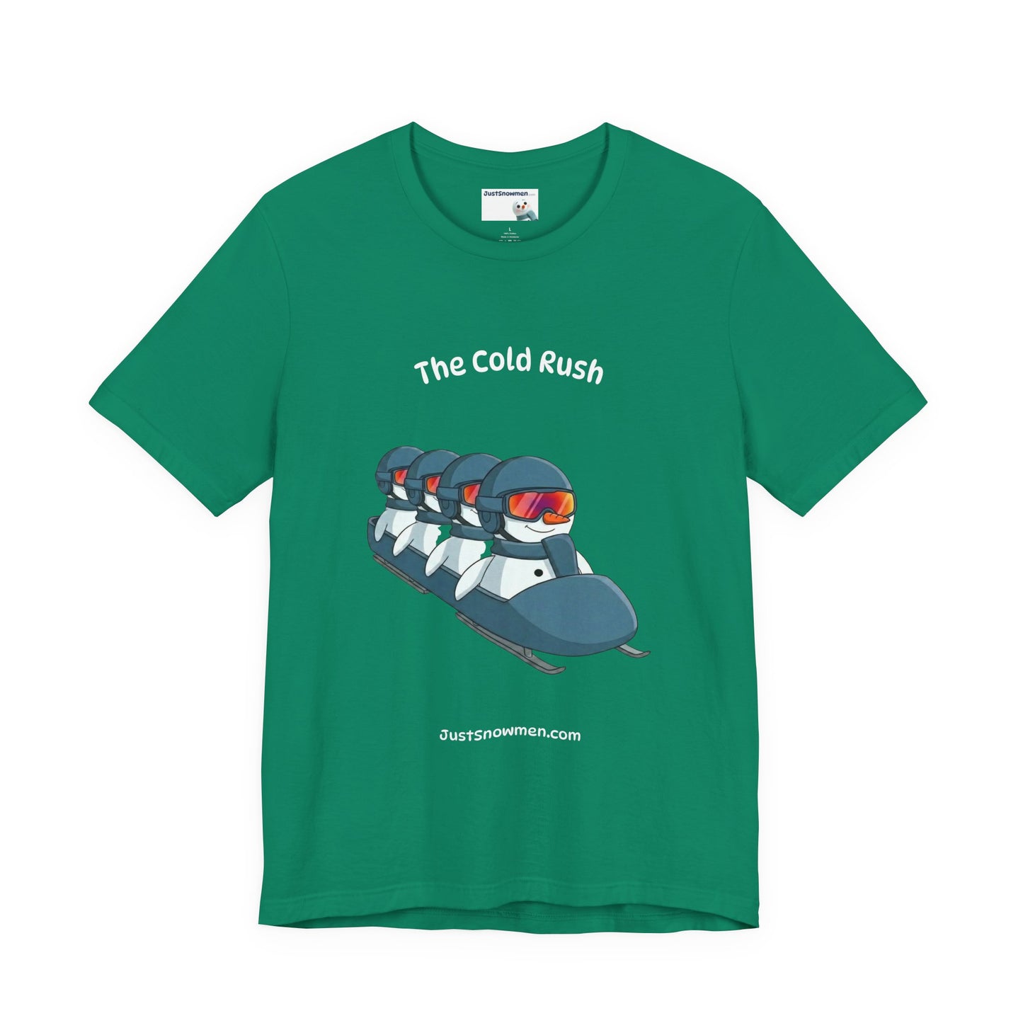 "The Cold Rush" Snowman Bobsled Graphic Tee | Soft Cotton T-Shirt