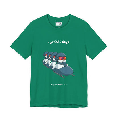 "The Cold Rush" Snowman Bobsled Graphic Tee | Soft Cotton T-Shirt