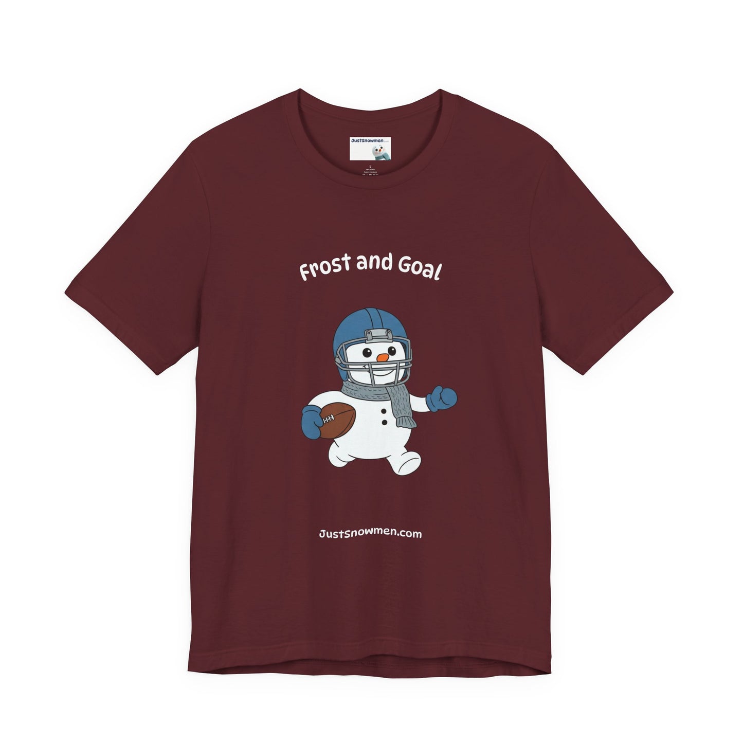 "Frost and Goal" Football Snowman Graphic Tee | Soft Cotton Sports T-Shirt