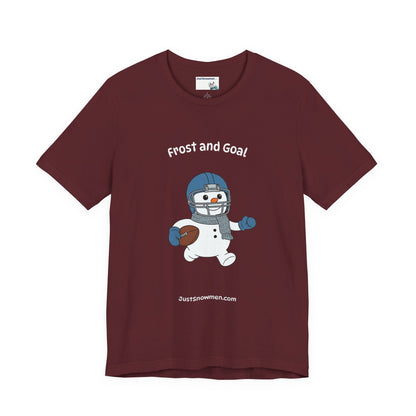 "Frost and Goal" Football Snowman Graphic Tee | Soft Cotton Sports T-Shirt