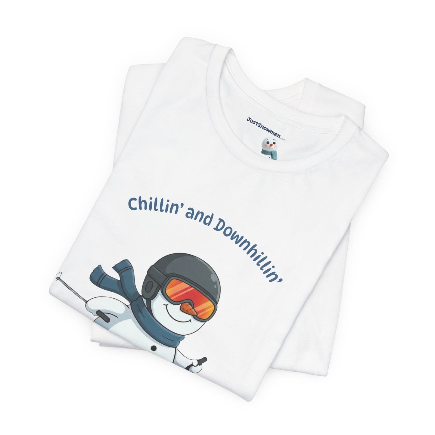 "Chillin' and Downhillin'" Snowman Skiing Graphic Tee | Soft Cotton T-Shirt