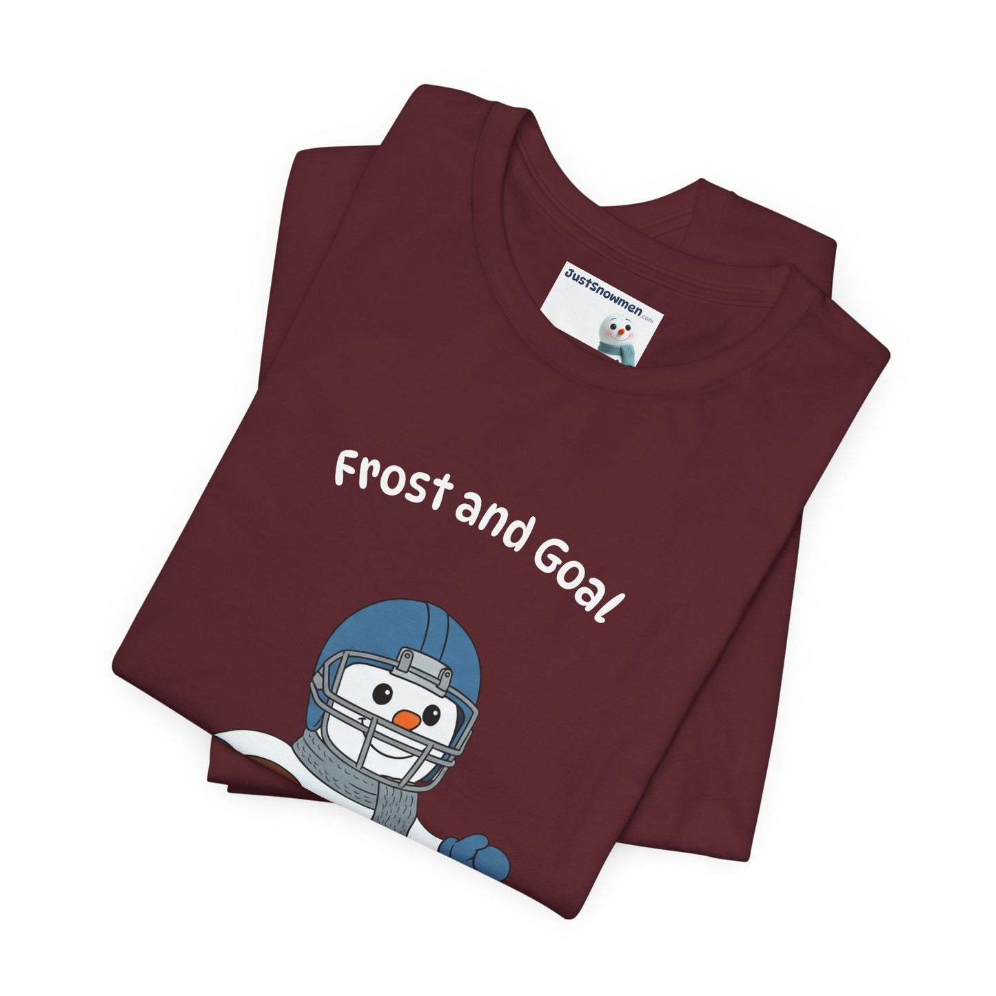 "Frost and Goal" Football Snowman Graphic Tee | Soft Cotton Sports T-Shirt